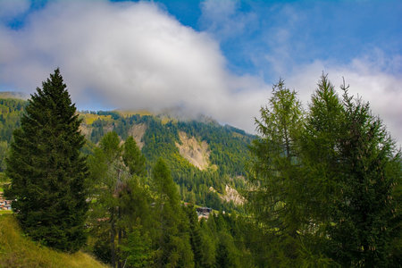 Monte Bivera viewed from the slopes of Monte Ruke near Sauris di Sopra, Udine Province, Friuli-Venezia Giulia, north east Italy. Late Septemberの写真素材