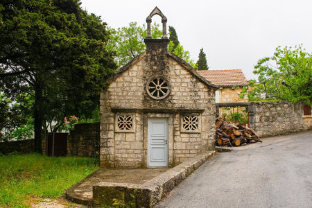 A small chapel in Nerezisca on Brac Island in Croatiaの写真素材
