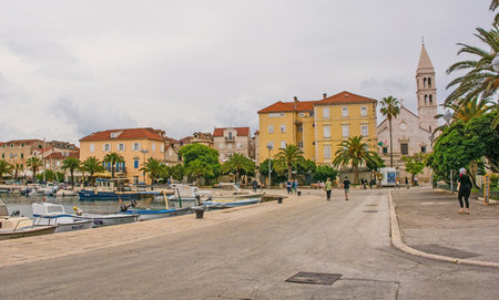Supetar, Croatia - May 13th 2023. The waterfront of Supetar on Brac Island in Croatiaのeditorial素材