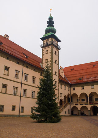 The Landhaus regional government building in the historic centre of Klagenfurt, Carinthia, Austria. Also called the Palace of the Estates and dating from 1574, it is now the seat of the State Assemblyのeditorial素材