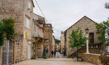 Bol, Croatia - May 15th 2023. A street on the waterfront of Bol town on Brac Island, Croatiaのeditorial素材