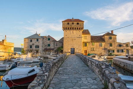 Kastela, Croatia - May 18th 2023. Kastilac in Kastel Gomilica, Kastela. 16th century fort. The exterior was used as a Game of Thrones location - the Free City of Braavosのeditorial素材