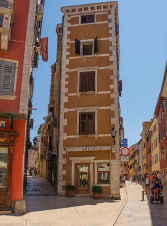 Rovinj, Croatia - July 9th 2023. Streets in the historic centre of Rovinj old town in Istria, Croatiaのeditorial素材