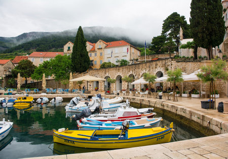 Bol, Croatia - May 15th 2023. The waterfront harbour area in Bol town on Brac Island, Croatiaのeditorial素材