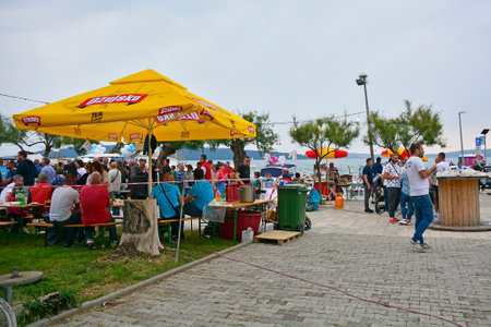 Kastela, Croatia â May 20th 2023. The annual bob festival celebrating the broad bean or fava bean, known as bob in Croatian, in Kastel Kambelovac in Kastela on the coast of the Croatian mainlandのeditorial素材