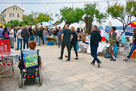 Kastela, Croatia â May 20th 2023. The annual bob festival celebrating the broad bean or fava bean, known as bob in Croatian, in Kastel Kambelovac in Kastela on the coast of the Croatian mainlandのeditorial素材