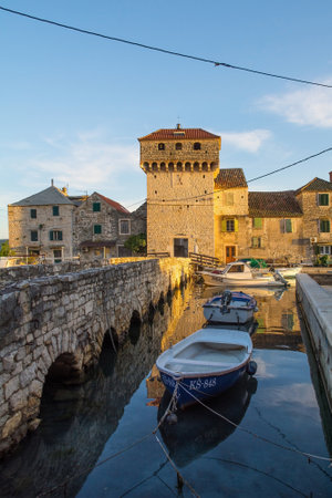 Kastela, Croatia - May 18th 2023. Kastilac in Kastel Gomilica, Kastela. 16th century fort. The exterior was used as a Game of Thrones location - the Free City of Braavosのeditorial素材