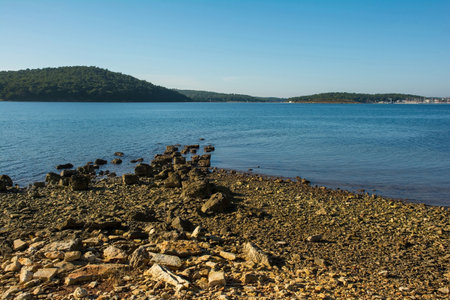 The shore of Vizula Peninsula in Medulin, Istria, Croatia. Decemberの写真素材
