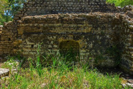The Columbarium in Butrint Archaeological Park, within Butrint National Park, southern Albania. A UNESCO World Heritage Site. This 5th century necropolis is a Roman funerary monument or cinerarium characterized by niches housing urns containing cremated remainsの写真素材