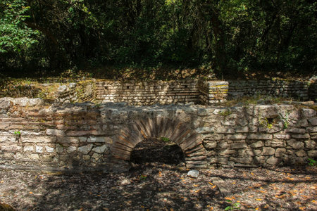 Part of the Great Cistern, a water well or cistern, in Butrint Archaeological Park, within Butrint National Park, southern Albania. Dating from the 5th-6th century. A UNESCO World Heritage Siteの写真素材