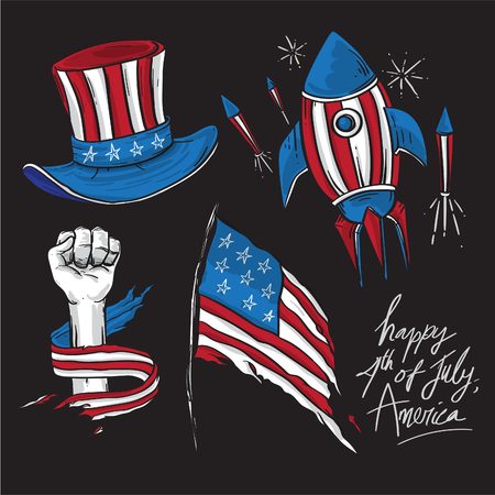 America Independence Day elements design for kids to celebrateのイラスト素材