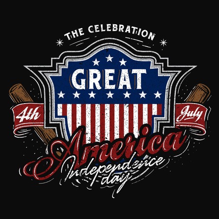 a Baseball badge look for 4th of July america Independence day celebrationのイラスト素材