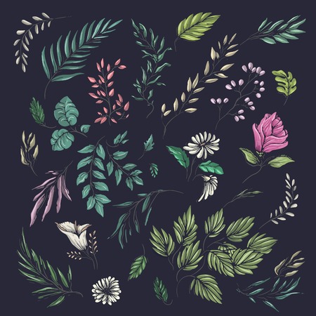 Colorful flower and leaf theme pattern for summer clothes printのイラスト素材
