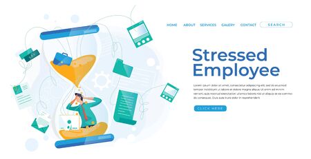 Stressed Employee Landing Page conceptのイラスト素材