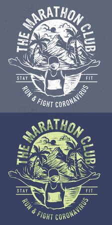 Marathon Club Runner Illustration fight corona virusのイラスト素材