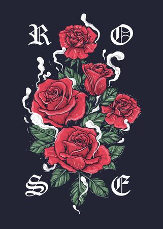 arranged roses with smoke illustration for brandのイラスト素材