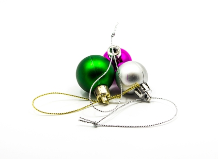 Color christmas balls isolated on white background.の写真素材
