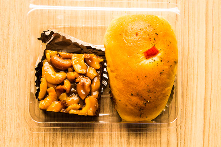 Bakery two pieces placed in a transparent box.の写真素材