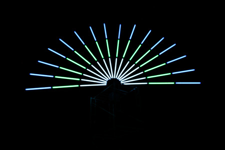 Multi-colored lights semicircle at the festival.の写真素材