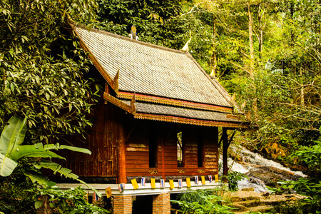 Temple water landscape,Maekampong,Chiangmai,Thailand.の写真素材