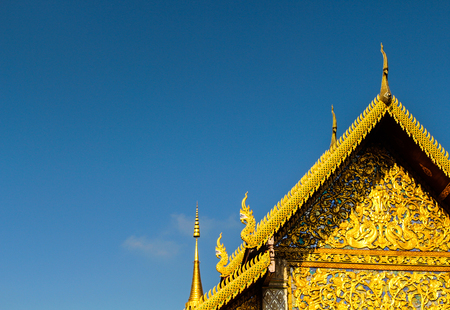 Temple for blue sky background,Lamphun, Thailand.
