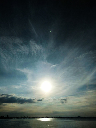 Sunset blue sky backgrand sea water.の写真素材