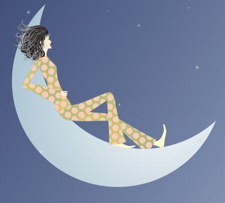 woman on the moonの写真素材