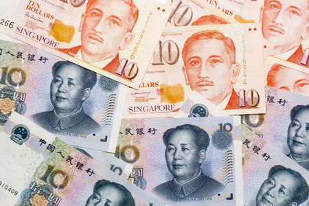Mixture of Chinese and Singapore currency notes