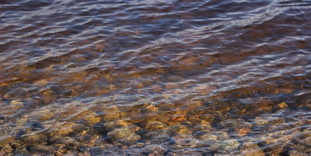 Reflections on a Swedish lake with rocks.