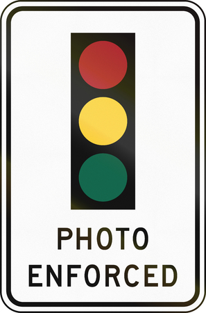 United States traffic signal photo enforced sign, Californiaの写真素材