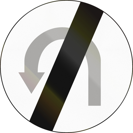 Polish regulatory sign - end of no U-turn zone.の写真素材
