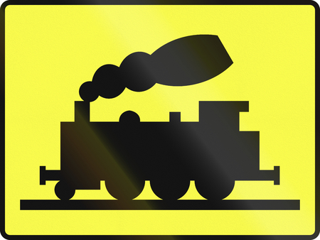 Additional traffic sign in Poland: Railwayの写真素材