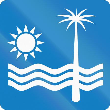 An informative road sign in Colombia: Beachの写真素材