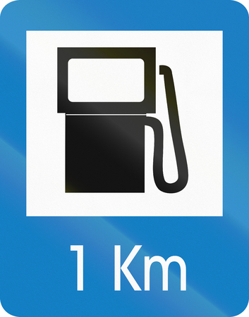 Colombian traffic sign: Gas station in 1 kilometerの写真素材