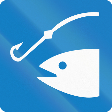 Informative road sign in Colombia: Fishing areaの写真素材