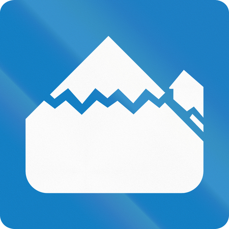 An Informative road sign in Colombia: Mountainの写真素材