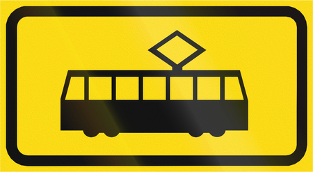 Road sign in Finland - Tram Stopの写真素材