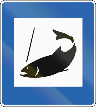 Informative road sign in Iceland: Fishing areaの写真素材