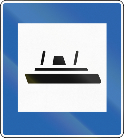 An Icelandic service road sign - Car ferryの写真素材
