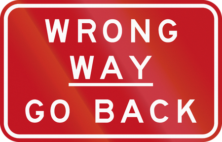 Australian traffic sign: Wrong Way - Go Backの写真素材