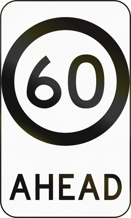 Australian 60 speed limit zone ahead sign.の写真素材
