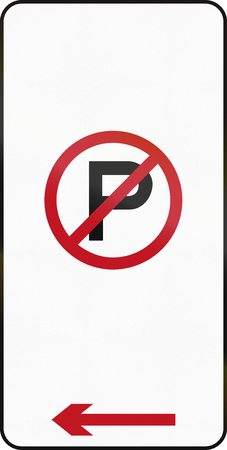 Australian traffic sign: No parking along carriageway.の写真素材