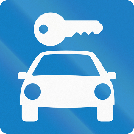 Informative road sign in Colombia: Car rentalの写真素材