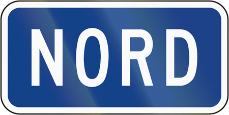 Supplemental guide and information road sign in Quebec, Canada - North, blue version.の写真素材