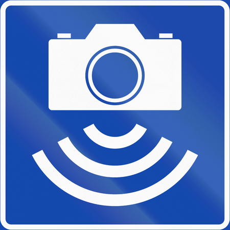 Norwegian information road sign - Automatic traffic control.の写真素材