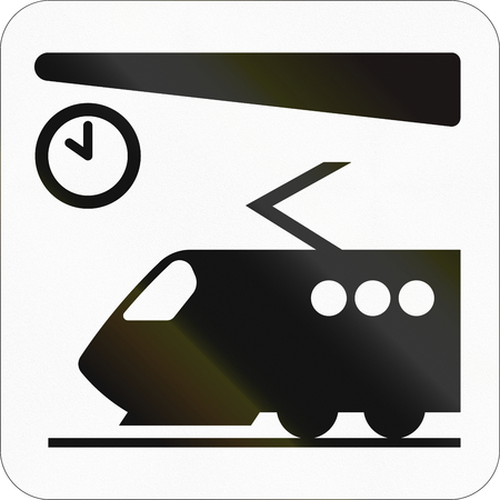 Other Norwegian information road sign - Train station.の写真素材