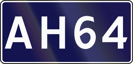 Russian sign of the Asian Highway AH64.の写真素材