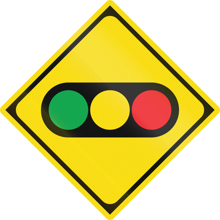 Japanese road sign - Watch out for traffic lights.の写真素材