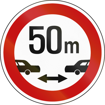 South Korean regulatory road sign - Minimum safe driving distance between vehicles.の写真素材