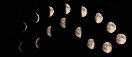 Composite image of the phases of the moon.の写真素材